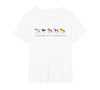 Scandinavia Flags elk Colours Sweden, Norway, Iceland T-Shirt, Women's Plus, White, 5X