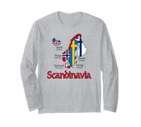 Scandinavia Flags Map Black Lettering Long Sleeve T-Shirt