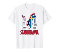 Scandinavia Flags Map Black Nordic Lettering Value Graphic T-Shirt, Men, White, XL