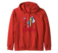 Scandinavia Flags Map Black Nordic Lettering Zip Hoodie