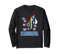 Scandinavia Flags Map Nordic Lettering Long Sleeve T-Shirt