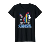 Scandinavia Flags Map Nordic Lettering Value Graphic T-Shirt, Women, Black, XL