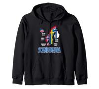 Scandinavia Flags Map Nordic Lettering Zip Hoodie
