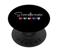 Scandinavia Heart Flag - Norway Sweden Denmark Souvenir PopSockets Adhesive PopGrip