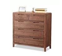 Scandinavian 5-Drawer Chest of Drawers - Solid Wood Dresser for Bedroom & Living Room - Stylish Black Walnut Storage Cabinet Modern Sideboard for Home nization
