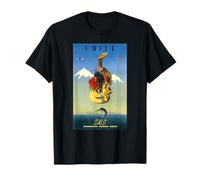 Scandinavian Airlines Chile Retro Vintage Travel Print T-Shirt