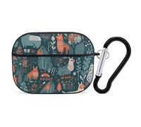 Scandinavian Animals AirPods Pro Case Cover with Keychain Ring PC Hard Shell Protective Case for AirPods Pro 2nd for Women Men Generation Easy Open Full Drop Protection Cover Black-Style