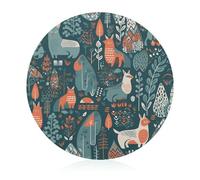 Scandinavian Animals Cutting Board for Kitchen Mini Cheese Chopping Board Round Tempered Glass Chopping Block for Picnic Cutting Pizza Meat Fruit(7.9 Inch)