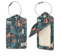 Scandinavian Animals Luggage Tag for Suitcase PU Leather Suitcase Tag with Stainless Steel Loop and Address Card Baggage Tags Cute Bag Name Travel Tags ID Labels for Women Men 1 PC