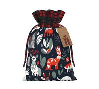 Scandinavian Animals Print Gift Drawstring Reusable Pouches For Holiday Birthday Wedding Party Favors Bags
