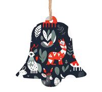 Scandinavian Animals Print Wooden Christmas Ornaments Hanging Xmas Tree Home Party Fireplace Decorations
