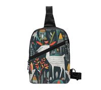 Scandinavian Animals Printed Chest Bag Shoulder Sling Bag for Men Women, Foldable Outdoor Crossbody Chest Packs Sport Daypacks