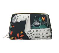 Scandinavian Animals Printed Cosmetic Bags for Women Mom, Large PVC Leather Travel Makeup Bag Cute Gifts Toiletry Bag with Zipper