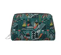 Scandinavian Animals Printed Cosmetic Organizer, Shockproof Beauty Case Featuring Wide Zipper Opening for Travel