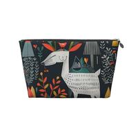 Scandinavian Animals Printed Travel Cosmetic Bags with Silver Zipper Makeup Organizer Cosmetic Case Toiletry Bag for Women Mom Girls