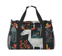 Scandinavian Animals Printed Travel Duffle Bag for Men Women Large Sport Gym Bag Handbag with Shoulder Strap for Travel Weekend Fishing Hunting