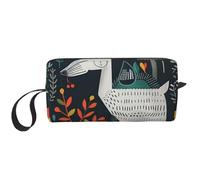 Scandinavian Animals Prints Cosmetic Bag Makeup Bags for Women Travel Toiletry Bag Accessories Organizer with Handle, Zipper Closure