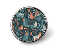 Scandinavian Animals Round Badge Cute Enamel Lapel Pin Brooches Button Pin Personalized Clothing Decoration Unisex Badge Holder Hats Bags Shirts Decor
