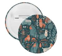 Scandinavian Animals Tinplate Badge Personalized Round Brooch Large Craft Button Suitable for Teachers, Nurses, Doctors, Staff, Party Gift Accessories, 20PCS, Plastic, plastics