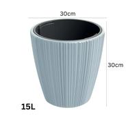 (Scandinavian blue, W30cm x H30cm) Flowerpot Ridged Planter with insert Indoor Outdoor Modern Elegant & Stylish