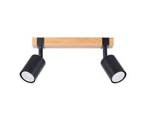 Scandinavian Ceiling Light FAGER 2 2-Light Steel Black/Natural wood GU10 LED