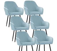 Scandinavian Chair Covers Set of 6 with Armrests, Stretchable Dining Room Seat Protectors, Light Blue Slipcovers for Kitchen, Home, and Restaurant Furniture