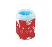 Scandinavian Christmas Deer Red Heart Portable Dog Foot Washer with Soft Massage Brush Feet Grooming Supplies for Small Medium Large Breed Dogs, Cats