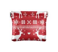 Scandinavian Christmas Deer Snowflake Women PU Leather Coin Purse Unique Makeup Period Bag for Men Women Travel