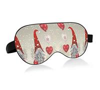 Scandinavian Christmas Gnome with Red Hat Hearts Eye Masks Cover Blocks Light Sleep Mask Shade Cover Blindfold Relaxing Eyeshade Cover with Adjustable Head Strap for Men Women Kids