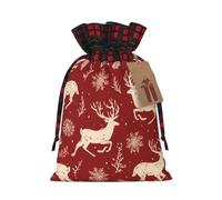 Scandinavian Christmas Seamless Pattern Christmas Burlap Gift Bags With Drawstring And Tags - Tiny Small Gift Bags For Xmas Candy And Christmas Supplies, Christmas Drawstring Gift Bags 8.3×11.8in