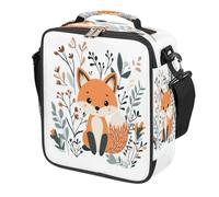 Scandinavian Design Cute Fox Kids Lunch Bag for Boys Girls, Reusable Insulated Leakproof Lunch Box with Shoulder Strap, Toddler Cooler Tote for School Picnic Travel Beach Hiking Fishing