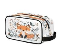 Scandinavian Design Cute Fox Toiletry Bag for Men Women, Cosmetic Makeup Bag with Handle, Travel Shaving Kit Organizer, Waterproof Portable Wash Bag for Gym Vacation Camping Sports
