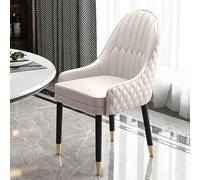 Scandinavian Dining Chair Leisure Leather Chairs With Back Support,Modern Accent Chair With Padding Seat,Kitchen Upholstered Stool Side Chair (Color : White)