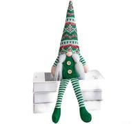 Scandinavian Faceless Gnome Figurine with Rudolph Motif, Plush Material for Cozy Window or Shelf Display, Suitable for Seasonal Home Decoration (Green)