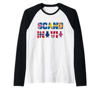 Scandinavian Flags, Nordic Countries Flag, Northern Europe Raglan Baseball Tee