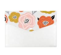 Scandinavian Flowers A4 Folder, Folders with Plastic Pockets, Plastic Folder A4, Office Supplies Clear Wallets, Accordion File Organiser with Snap Button, Pouches for School Office Home Travel