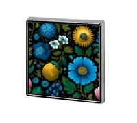 Scandinavian Folk Art Blue Flower Unisex Brooches & Pins Square Lightweight Lapel Badge Jewelry for Clothing Shawl Hat