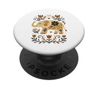 Scandinavian Folk Art Elephant Floral Boho Cute Animal PopSockets Adhesive PopGrip