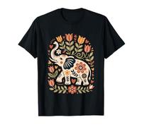 Scandinavian Folk Art Elephant Floral Boho T-Shirt