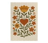 Scandinavian Folk Art Floral Heart Print Jigsaw Puzzle, 300 Piece