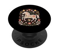 Scandinavian Folk Art Horse Floral Boho Equestrian Cottageco PopSockets Adhesive PopGrip