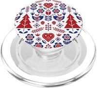 Scandinavian Folk Art Pattern Nordic Birds Flowers Hearts PopSockets PopGrip for MagSafe