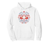 Scandinavian Folk Art Pattern Nordic Flowers Fox Pullover Hoodie