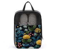 Scandinavian Folk Art Pattern Yellow Flower Shoe Bag for Travel Daily Use Anti-dust Storage Carrier Golf Shoe Pouch
