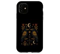 Scandinavian Folk Art Ravens Botanical Floral Case for iPhone 11
