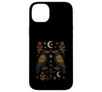 Scandinavian Folk Art Ravens Botanical Floral Case for iPhone 14 Plus