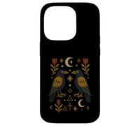 Scandinavian Folk Art Ravens Botanical Floral Case for iPhone 14 Pro
