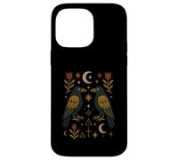 Scandinavian Folk Art Ravens Botanical Floral Case for iPhone 14 Pro Max