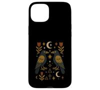 Scandinavian Folk Art Ravens Botanical Floral Case for iPhone 15 Plus