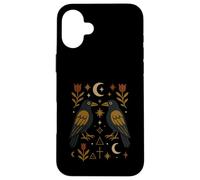 Scandinavian Folk Art Ravens Botanical Floral Case for iPhone 16 Plus